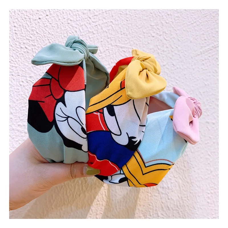 

Disney Minnie cartoon printing wild wide-brimmed plain bow hair band girls hairpin doll accessories jewelry