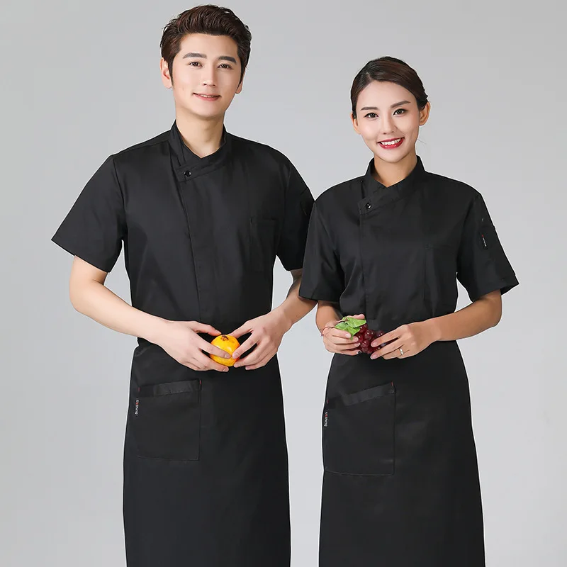 

2020 Uniform Restaurant Chef Overalls Men Short Sleeve Breathable Thin Back Kitchen Hotel Catering Uniform Work Customization