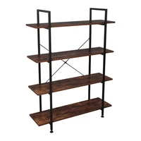 storage rack 4 tier industrial bookcase and book shelves vintage wood and metal bookshelves retro brown
