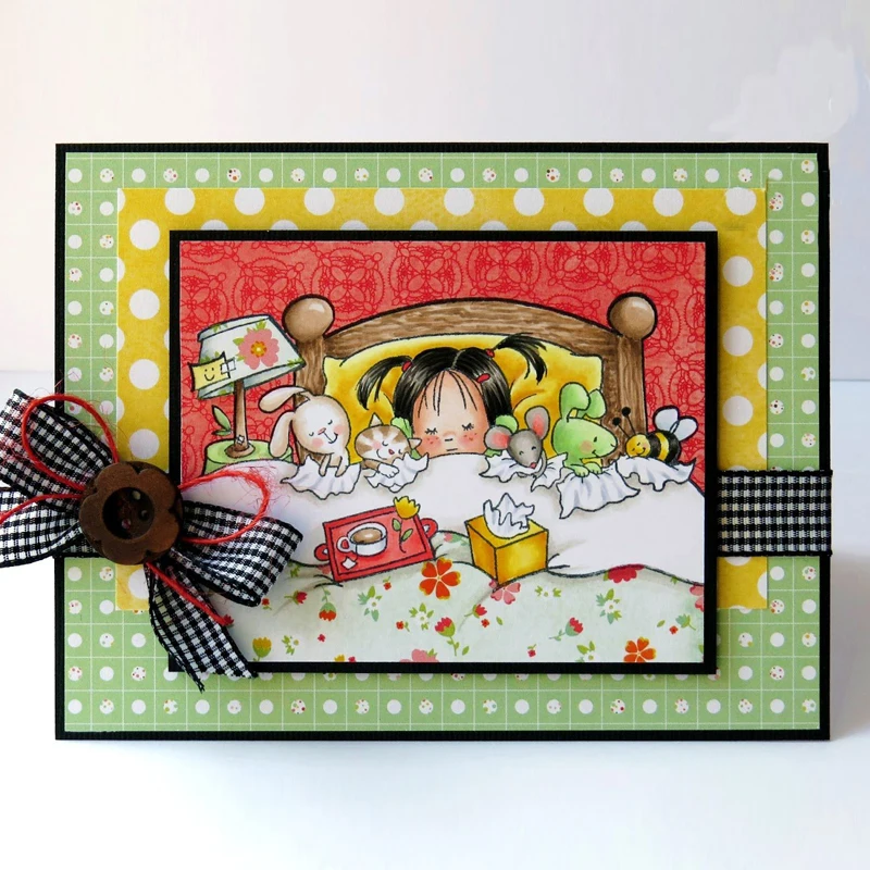 Спящая девушка отправляет вам хорошие пожелания прозрачные штампы для