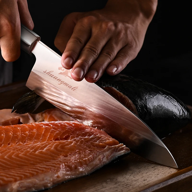 Japanese Salmon Sushi Knife Set High Carbon 5CR15 Steel Japan Kitchen Filleting Knives Slicing Fish Deba Chef | Дом и сад