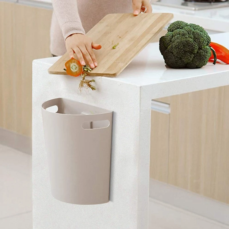 Small Trash Can Hanging Waste Bin Under Kitchen Sink PP Wastebasket over Cabinet Door with Top Ring to Fix Garbage Bag | Дом и сад