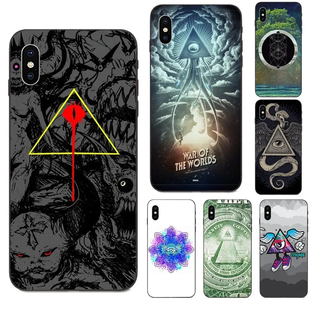 Черный мягкий чехол с индивидуальным рисунком потрясающий треугольный глаз