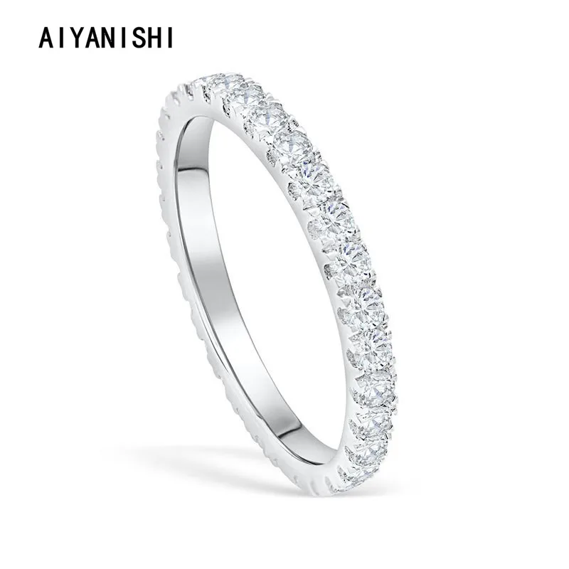 

AIYANISHI S925 Rings For Women Unique Design Sona Diamond Full Eternity Rings Paved Austrian Zircon Fashion Women Ring Jewelry