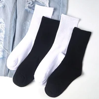 mens socks cotton white black gray breathable long crew socks hosiery sport solid men high tube sock harajuku male streetwear