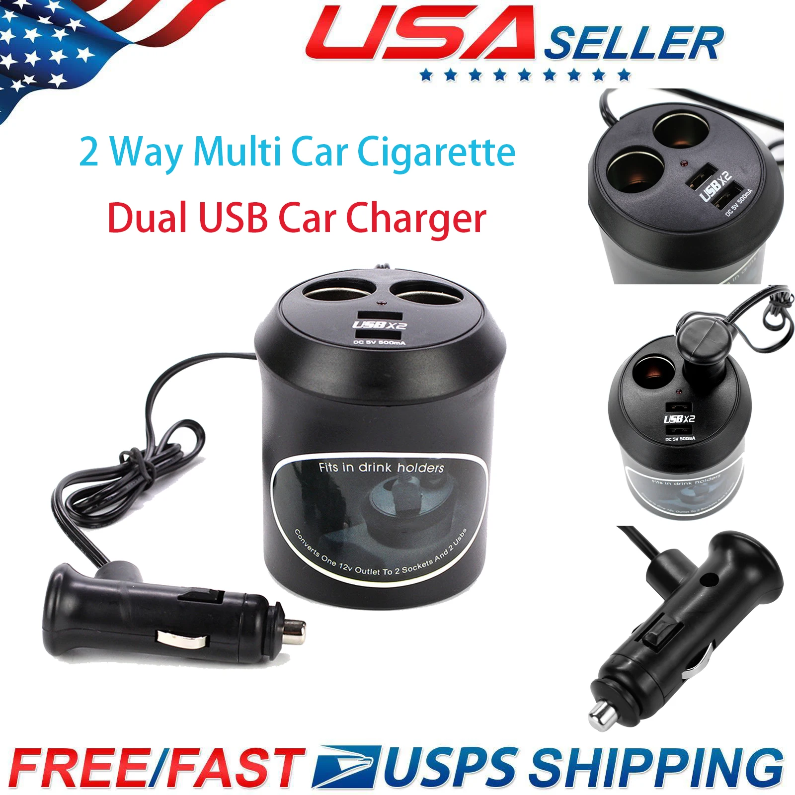 DC 12 V/24 V Dual USB Автомобильное зарядное устройство Зарядное устройство 2-полосная розетка для автомобильного прикуривателя Разветвитель Мощность адаптер для большинства мобильных телефонов, DVD, VCD, MP3 MP4