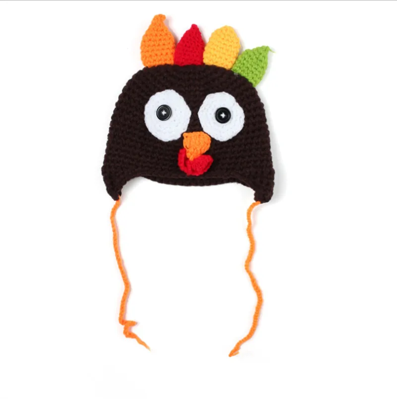 

Thanksgiving Baby Hat Autumn Winter Knitted Turkey Hat Caps Newborn Infant Baby Boy Girl Cartoon Turkey Hat Warm New 2021