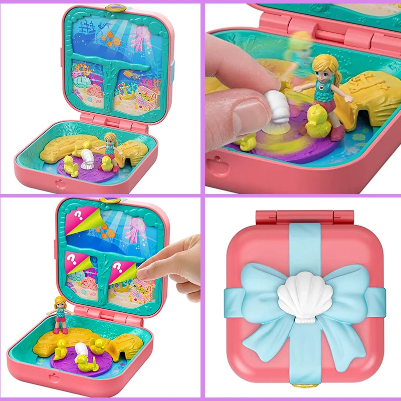 Mattel Polly карманная кукла скрытый мир мини-сцена для девочек, домашние игрушки для детей, Русалочка, детские игрушки, куклы для новорожденных
