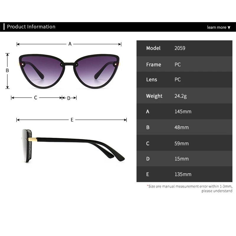 

2021 Trends Sunglasses Female Sexy Cat Eye Rimless Fashion Sunglasses Women Vintage Cateye Black Shades For Women UV400 Oculos
