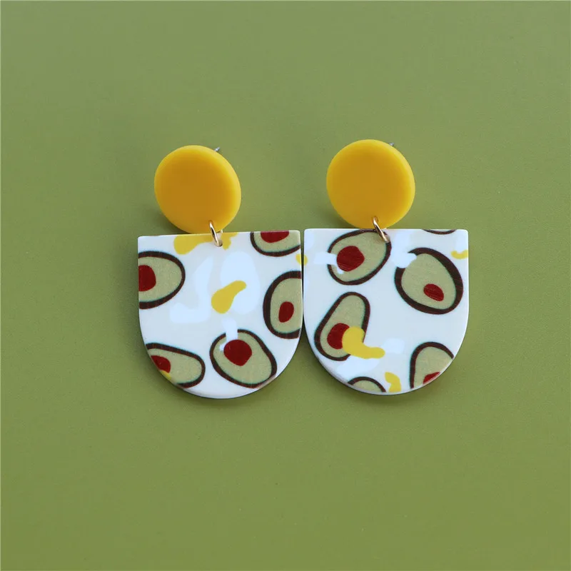 Креативные серьги-подвески с краской авокадо для женщин геометрические милые