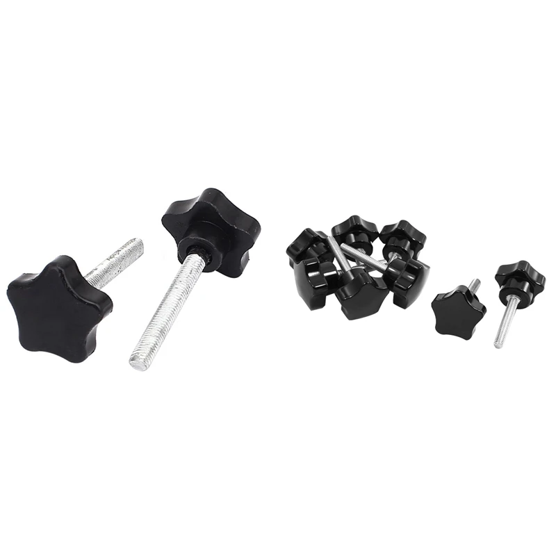 

8Pcs M6 X 30Mm Male Thread Dia Head Clamping Screw Knob With 2Pcs M8 X 60Mm Male Thread Screw On Button Clamp Head