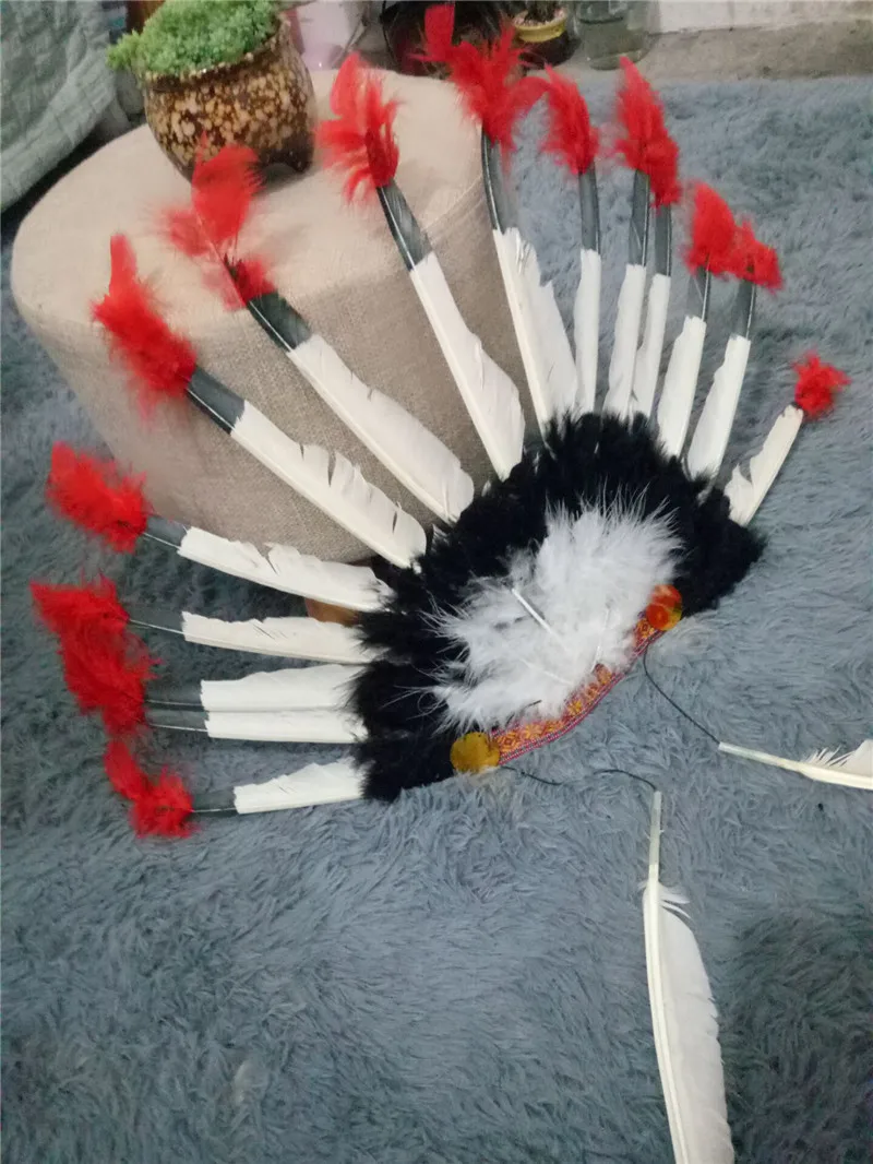 Рождество Косплэй реквизит Индеец шляпа головной убор из перьев День