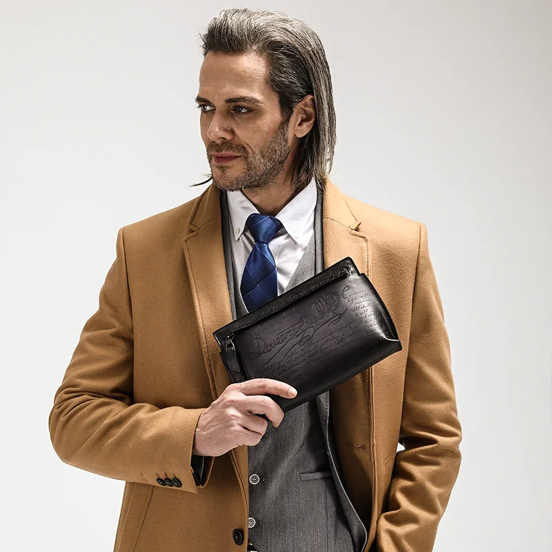 Мужской винтажный клатч конверт DIMY вместительный из натуральной кожи в