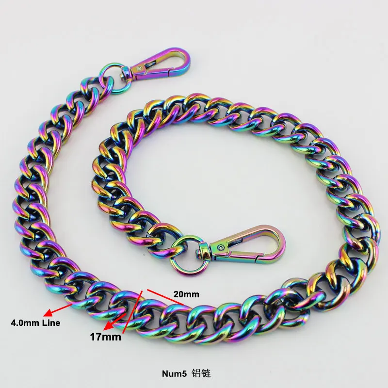17 мм Новая мода Радужная алюминиевая цепочка светильник кие сумки кошельки