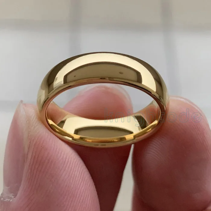 6mm Width Классическое Золотое обручальное кольцо из карбида вольфрама, кольца для женщин и мужчин, обручальное кольцо, подарок, ювелирные изделия, полированная купольная лента, гравировка - Цвет основного камня: 6mm Width