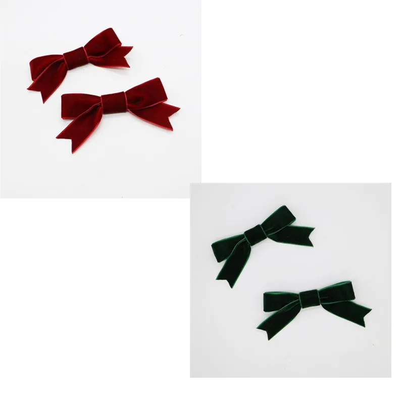 red-green 4 шт. новые бархатные заколки для волос с бантиком, модные заколки для волос с бантиком для женщин и девочек, милые аксессуары для волос, заколки для волос с бантиком - Цвет: red-green