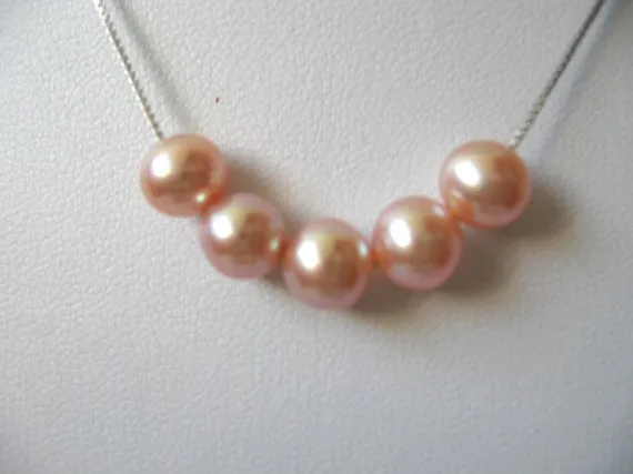 

Natural Pink Pearl Necklace 8mm Lovely Round Genuine Freshwater Pearls Sterling Silvers Snake Chain Fashion Jewelry For Woman