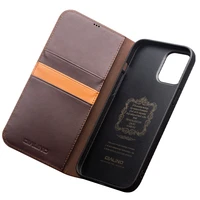 qialino genuine leather flip case for iphone 1111 pro max handmade phone cover with card slots for iphone 12 mini12 pro max