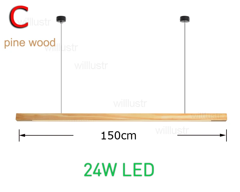 pine wood 150cm Willlustr светодиодный подвесной светильник из дерева Talo, длинный подвесной светильник из орехового ореха, подвесной светильник для офиса, встречи, столовой, отеля, виллы, светильник - Цвет корпуса: pine wood 150cm