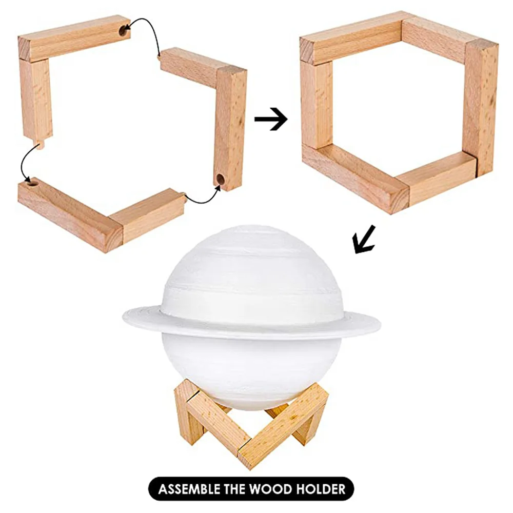 LEDGLE Saturn Lamp 3D Print Like Moon Table Safe Bedside Night LED USB Light for Kids Women Girls Family Birthday Gift | Освещение