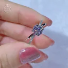 Кольцо из муассанита с 4 зубцами, покрытое белым золотом 18 К, серебро 925 пробы, 6,5 мм, цвет D-F, Цветовая фотография, с сертификатами GRA, подарок для женщин