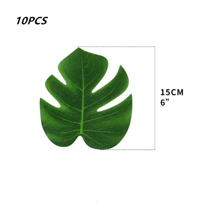 leaf 10pcs Гавайская летняя одноразовая посуда для дня рождения Фламинго Пальмовые Листья бумажная салфетка под тарелку кружку тропические Свадебные вечерние мероприятия - Цвет: leaf 10pcs