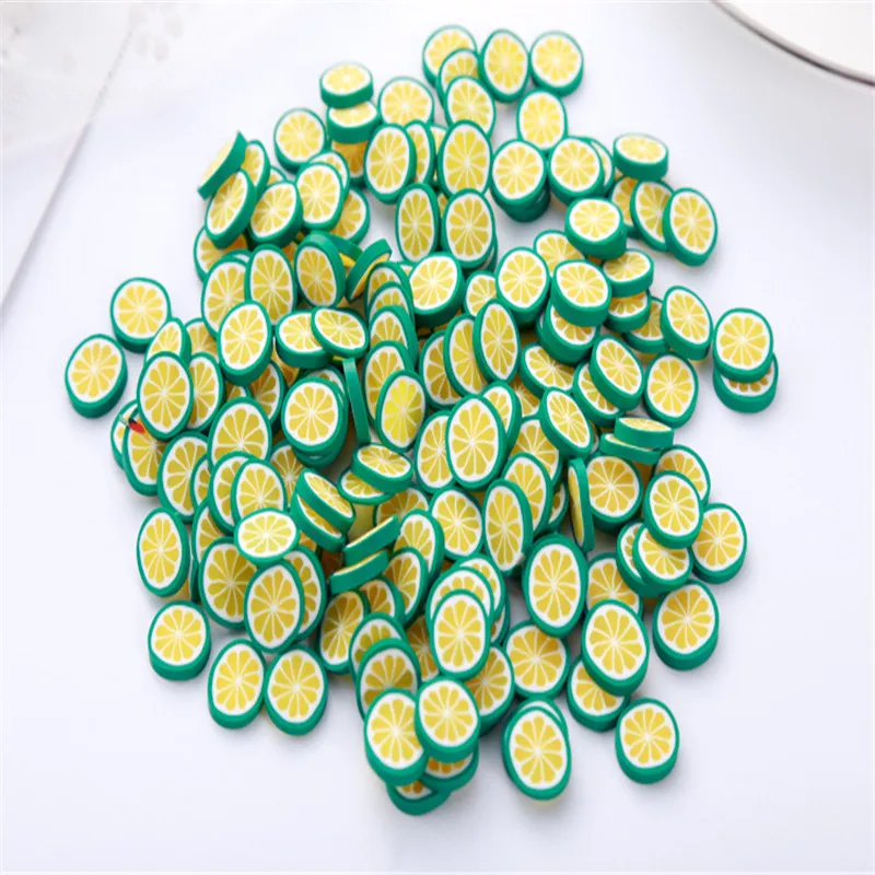 

100Pcs Clay Fresh Lemon Slices Nails Art for Women Girls Diy Nail Patches Necklace Bracelet Jewelry Accessories