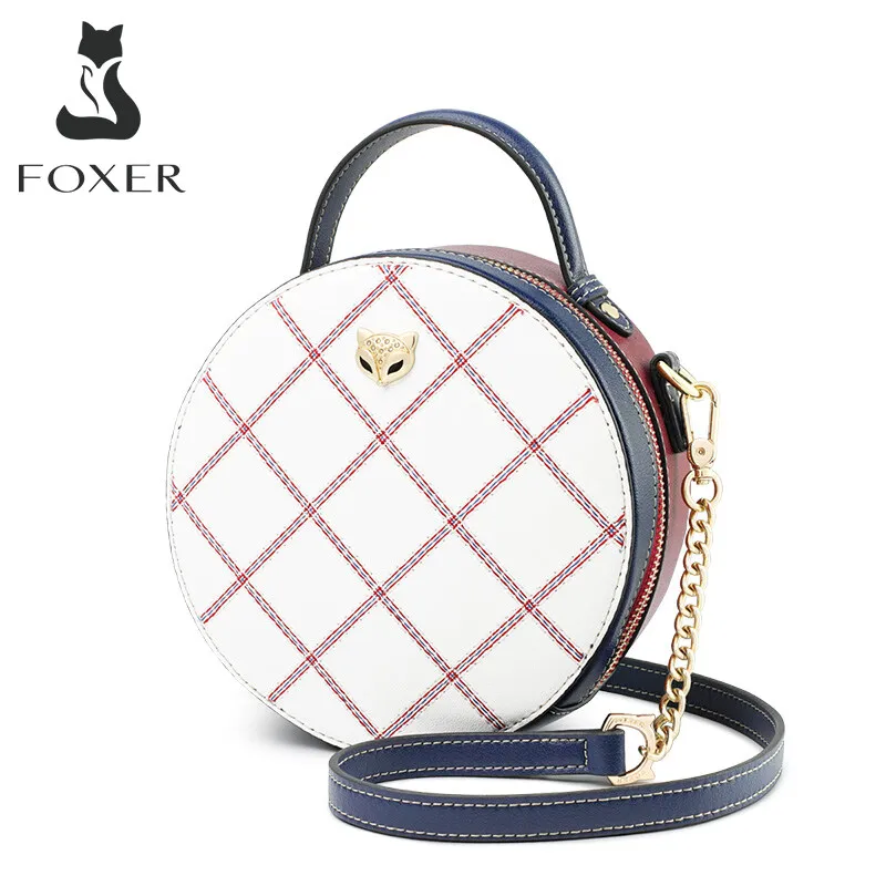 Foxer Female Stylish Cellphone Bag Women Evening Split Leather Circular Crossbody Bags Fashion Round Girl's MIni Totes | Багаж и сумки