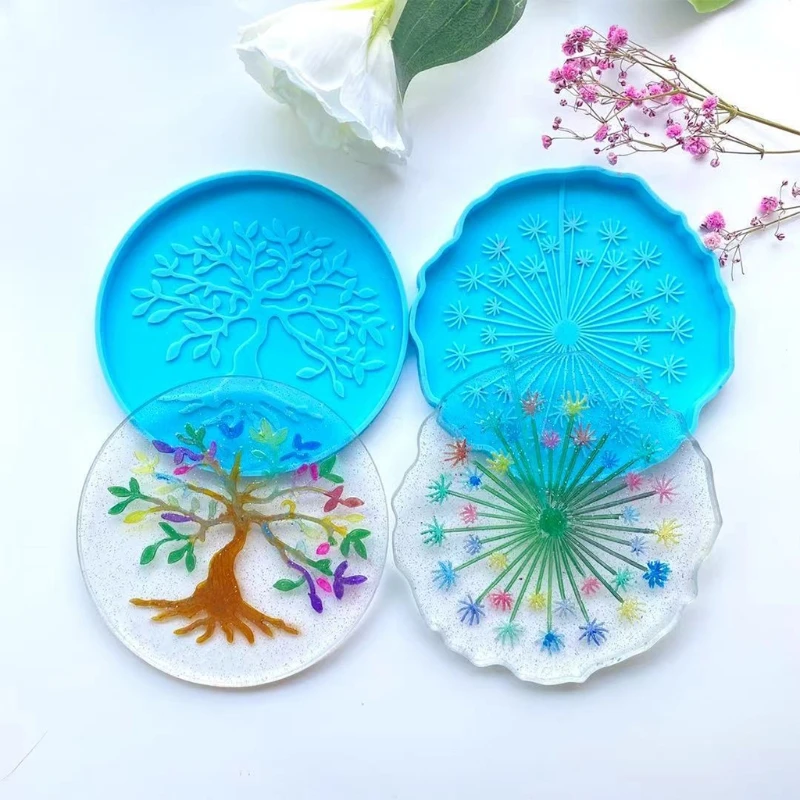 

DIY Epoxy Mold Dandelion Tree of Life Mirror Coaster Silicone Mold