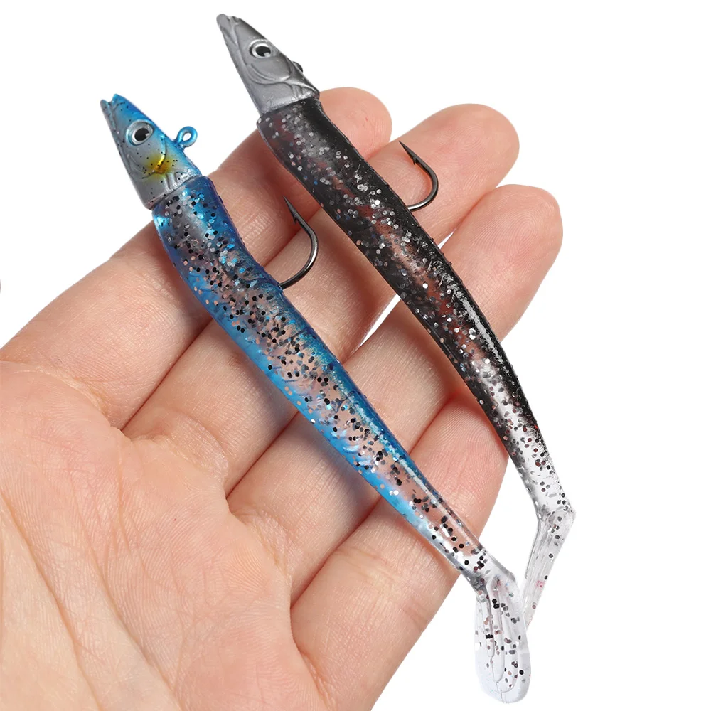 

1 PC Glow Eel Soft Lure Artificial Bait Silicone Sea Bass Pike Rockfish Grouper Carp Fishing Lead Jig Head Tackle