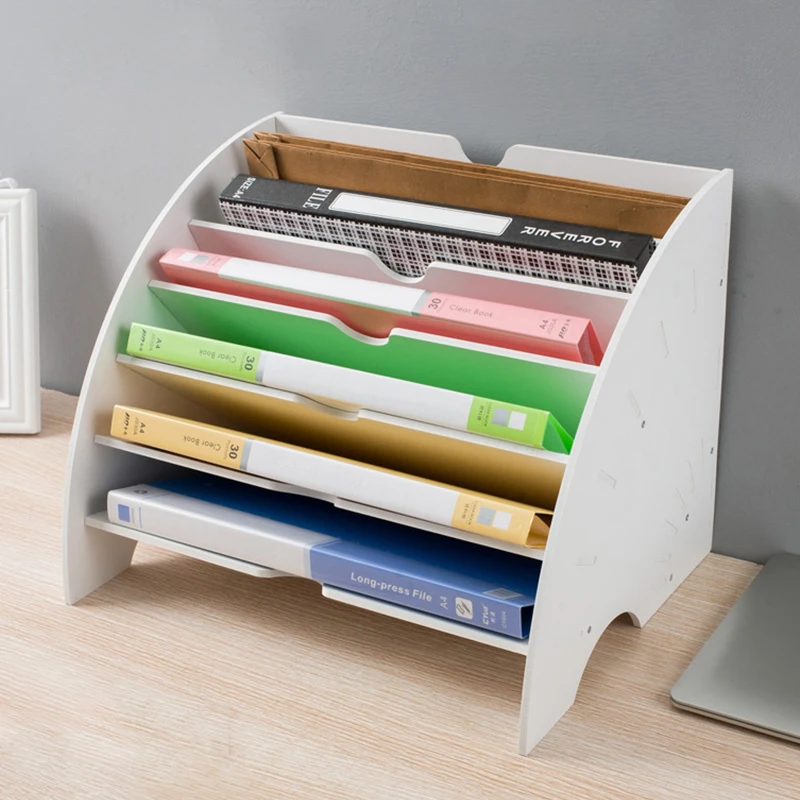 

6 Layers Fan Shaped Desk Organizer Document Tray Magazine File Letter Holder Stationery Pencil Container Home Office Accessories