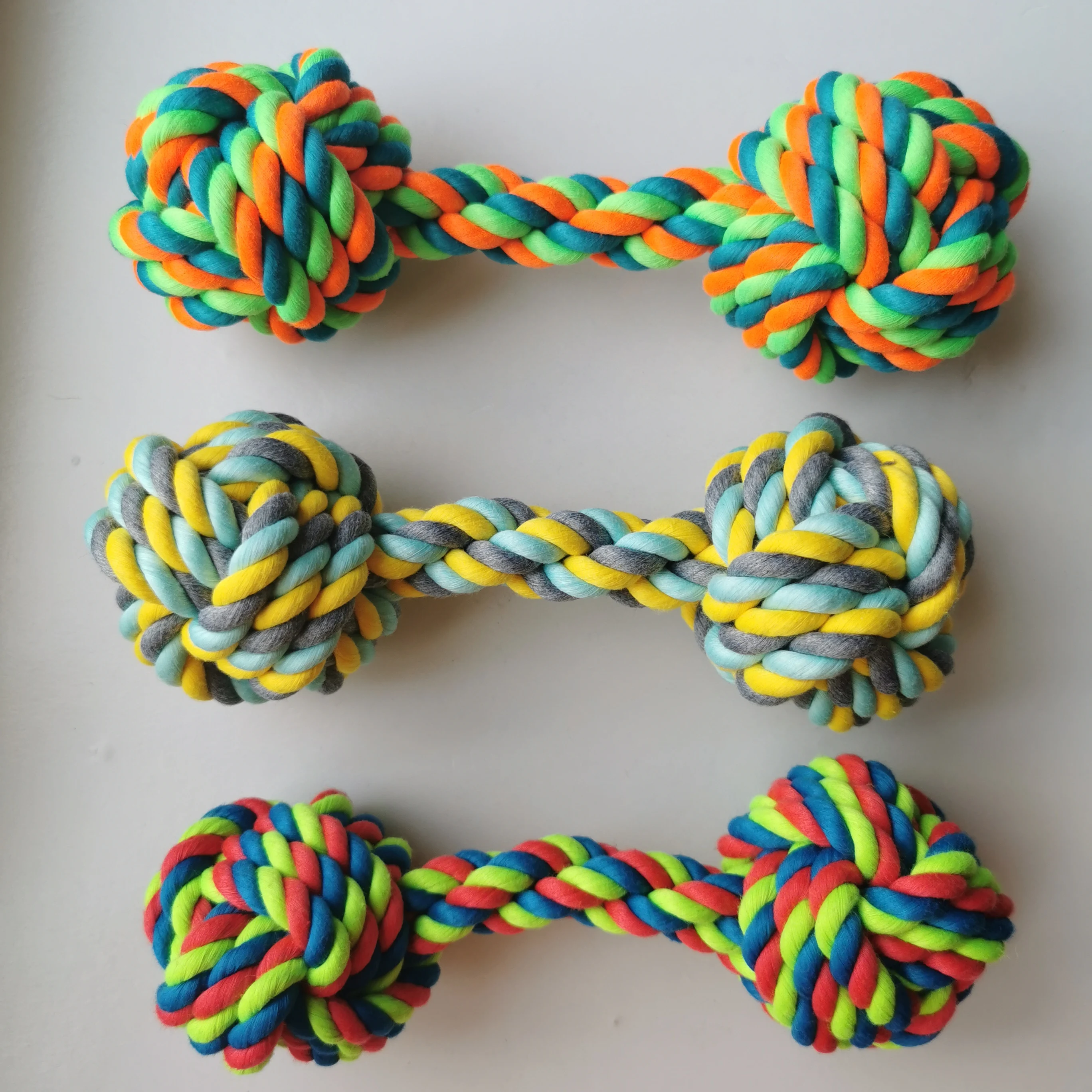 Indoor Funny Playtime Cute Soft Cotton Rope Dumbbell Dog Agressive Chew Toys Bite 21CM |