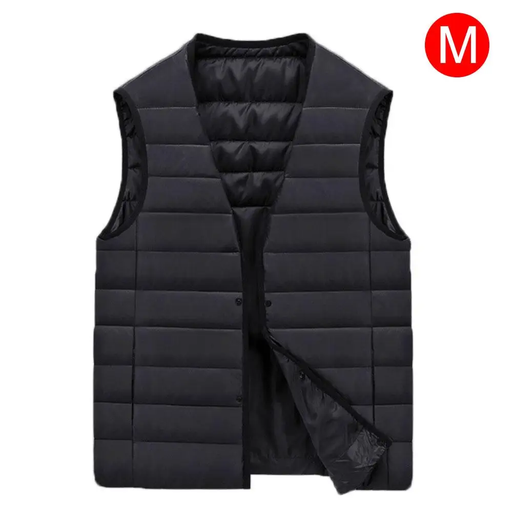 Smart Charging Heating Vest Men's Cotton Coat V-neck Graphene Carbon Fiber Heating Vest Jacket Winter Water Washable Heating Ves - Color: M
