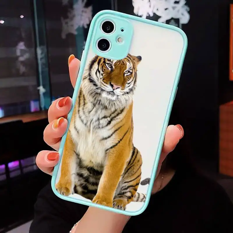 

Tiger Phone Case Clear Funda matte transparent For blue iPhone 7 8 x xs xr 11 12 pro plus max mini
