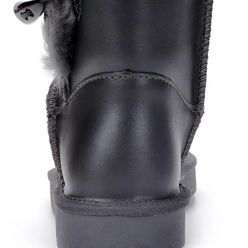 Top Quality 100% Genuine Cowhide Leather Snow Boots Natural Fur Botas Mujer Winter Real Wool Shoes For Women