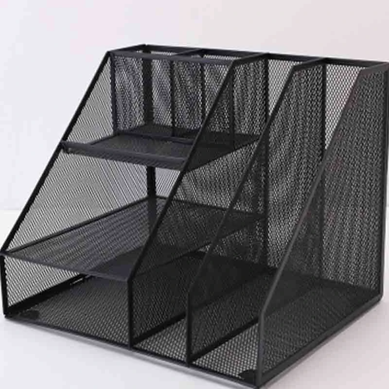 

Home Office Desktop Office Storage File Rack Organizer Sorter Black Metal Mesh Office Tools