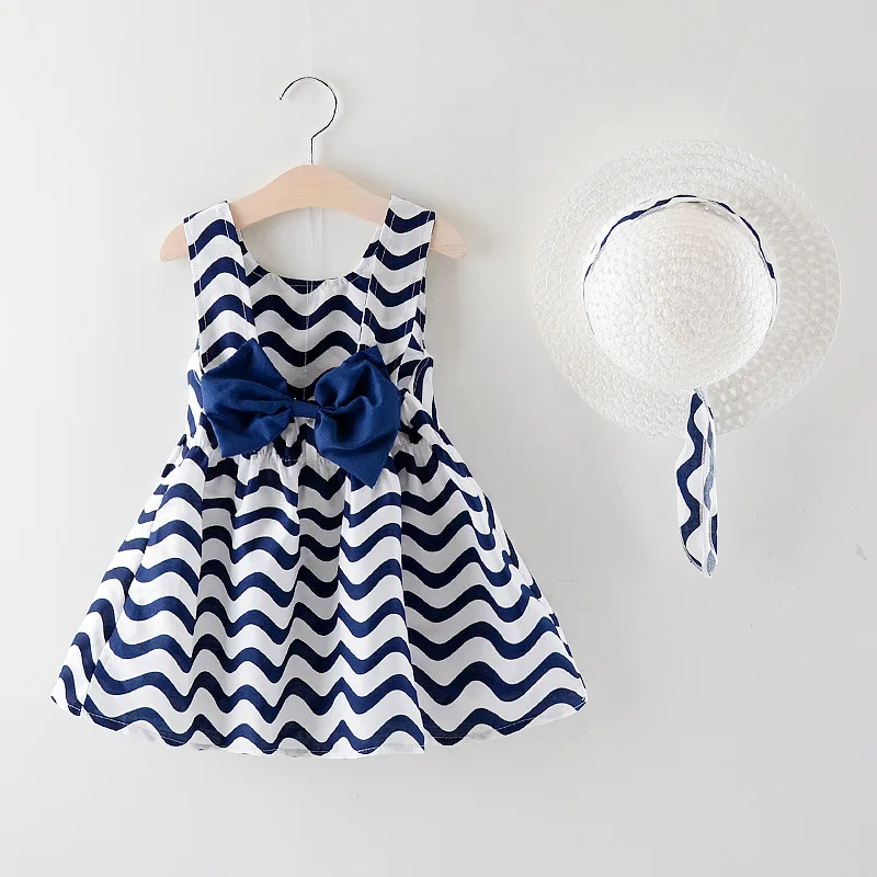 2019 New Baby Girl Clothes Dress+Hat Beach Dot Floral Cherry Summer Cotton Princess Clothing Children Kids Dresses | Детская одежда и