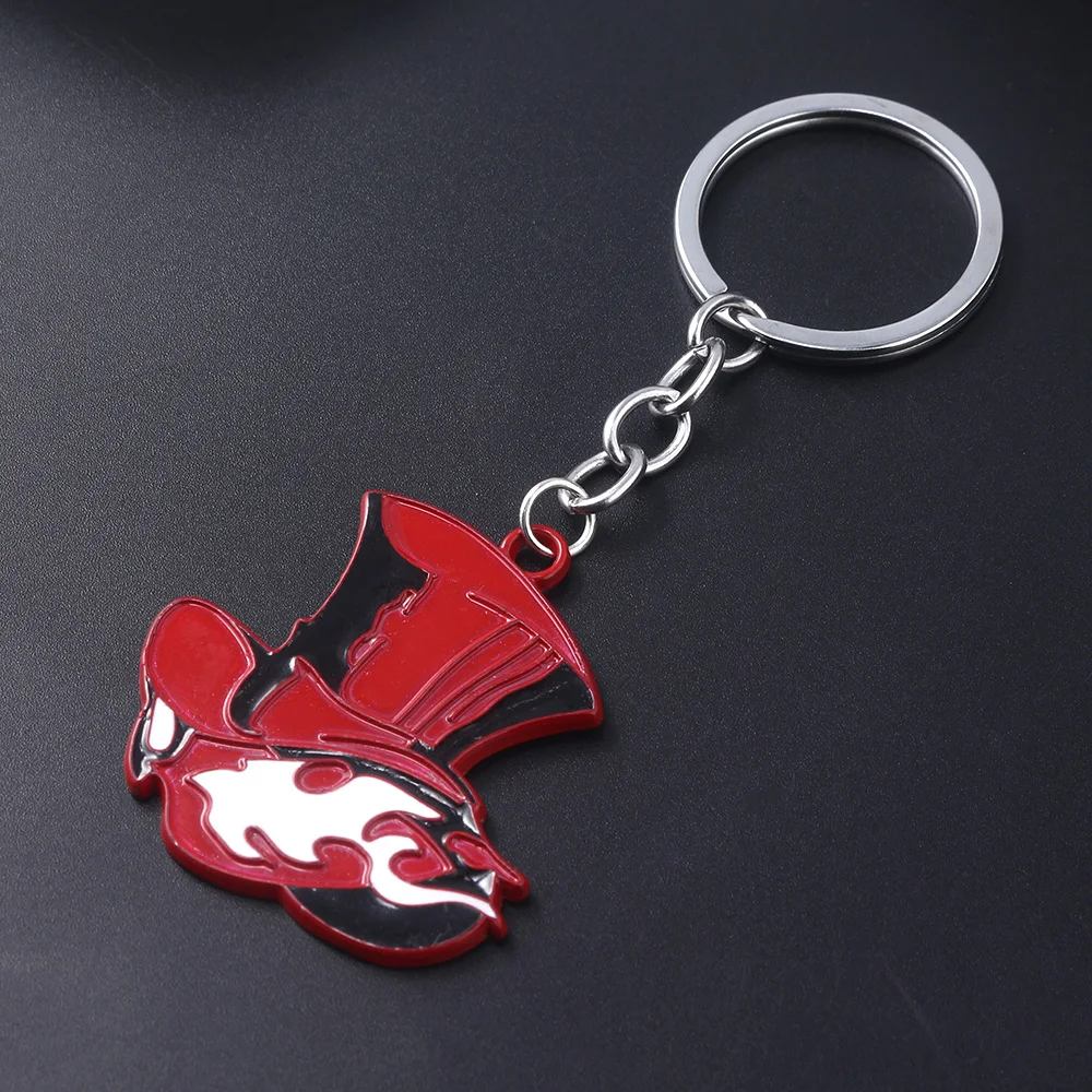 

Japanese Game Persona 5 P5 Keychain Take Your Heart Logo Red Hat Pendant For Women Men Car Bag Keyring Choker Jewelry Gift