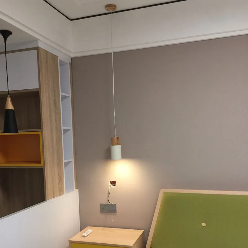 Деревянные подвесные светильники белого/черного цвета одинарная лампа для кухни