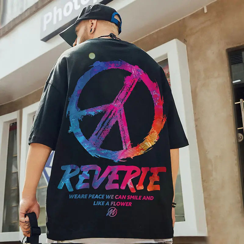 

2021 new short sleeve men Joker handsome tide t-shirt loose trend large size half sleeve summer coat ins