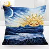 BlessLiving Abstract Costal Cushion Cover Morning Sun Over Ocean Pillowcase Blue White Pillow Cover Natural Inspired Funda Cojin 1