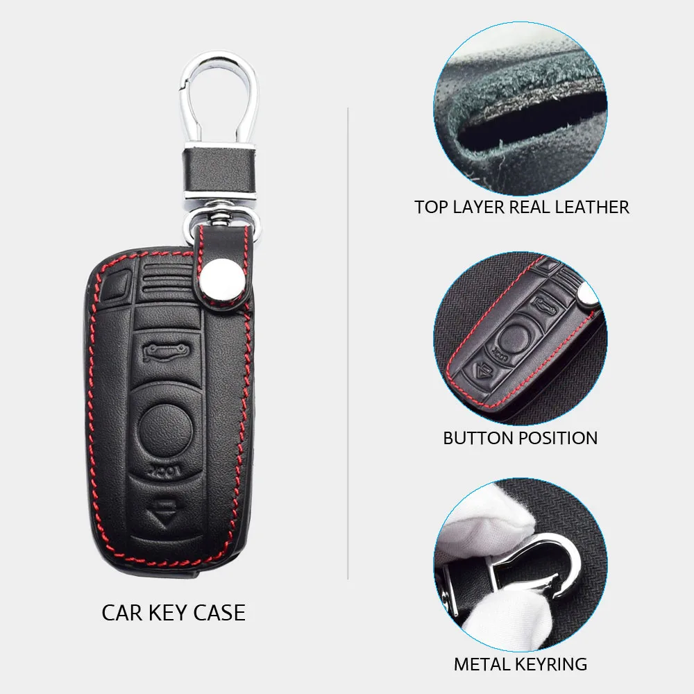 Кожаный чехол для автомобильного ключа BMW E90 E60 E70 E87 E30 E34 E36 E38 E39 E46 118 220 M235 320 328 428 435 528