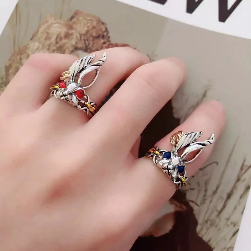 

Retro hippie chic handmade rabbit animal ring knuckle women's open ring girl charm gift fashion jewelry