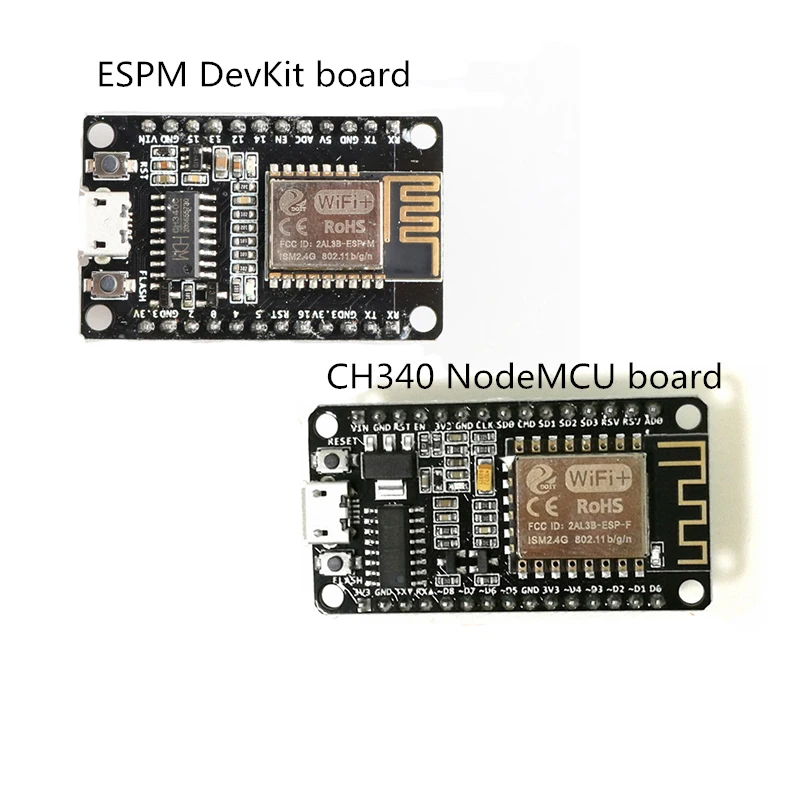 ESPM DevKit макетная плата (ESP8285 со стандартным беспроводным) и CH340 NodeMCU (ESP8266