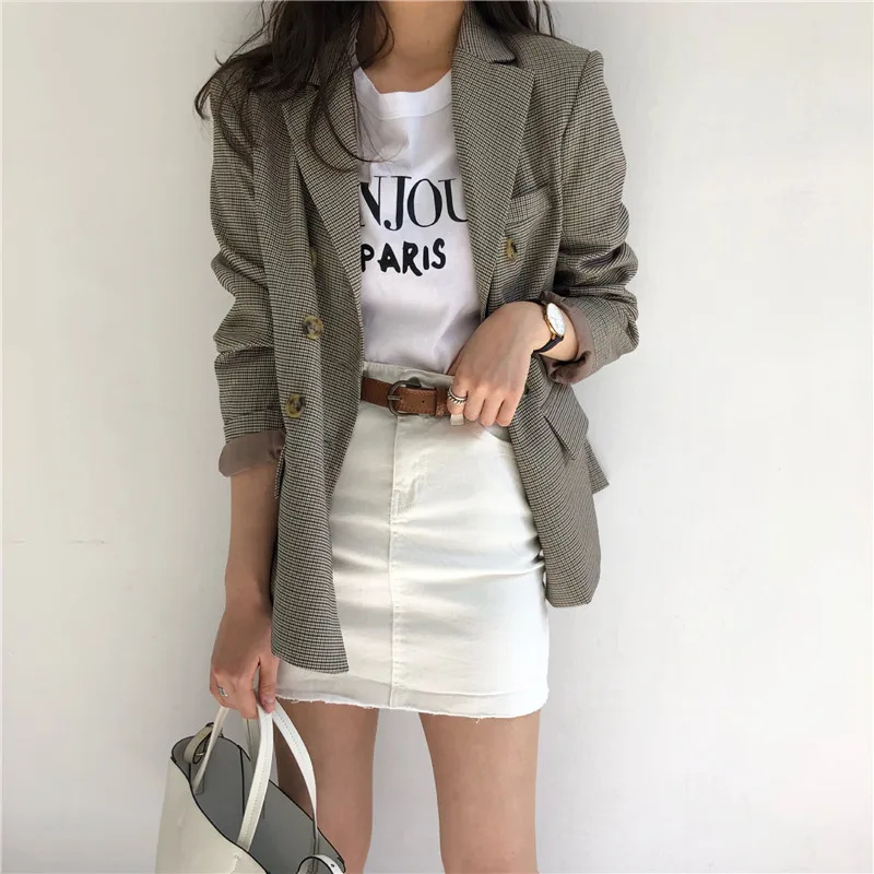 

hirigin womens casual grid thick slim jackets female fashion turn-down collar paid print coats ladies new full long jackets