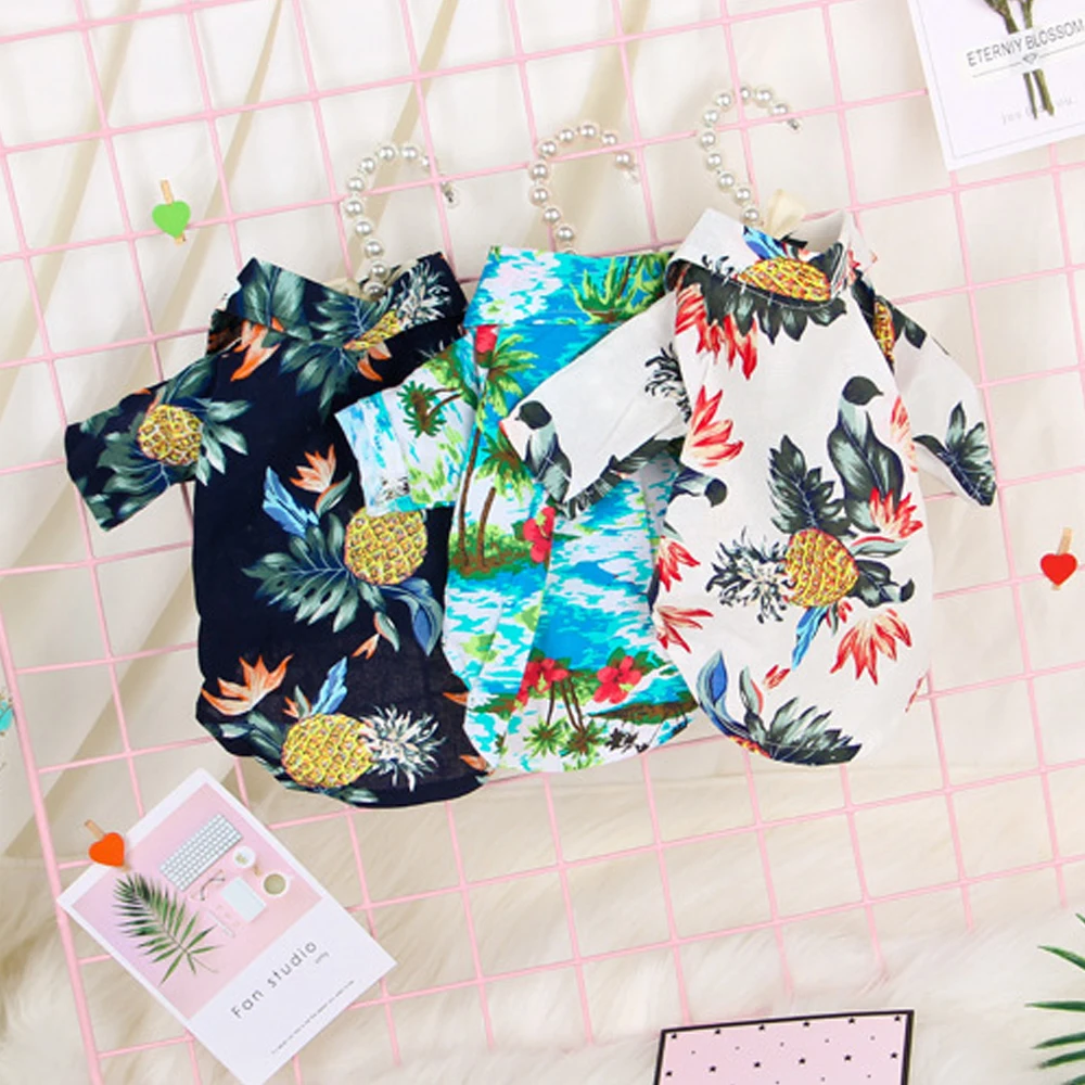 Летняя Пляжная рубашка с цветочным принтом для питомцев Повседневная пляжная