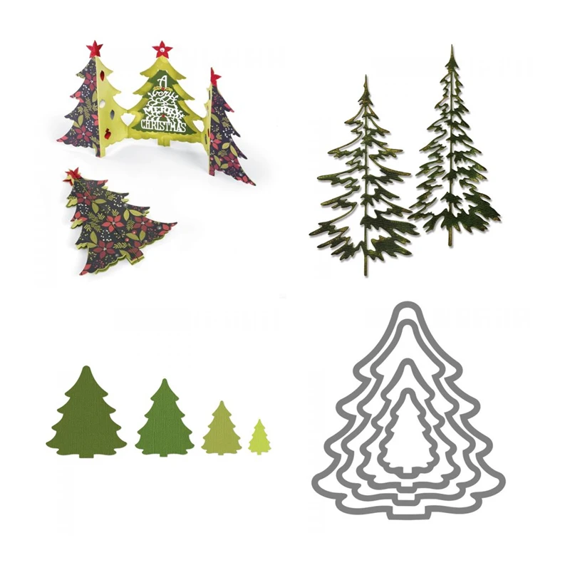 

Scrapbooking New Arrival Christmas Dies Tree Folded 3D Woodland Clear Stamps Crafts DIY Photo Album Stencils for Card Making