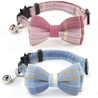 cat collar breakaway with classic plaid bow tie and bell adjustable safety kitten collars for pet and puppies from 7 810 2 inch