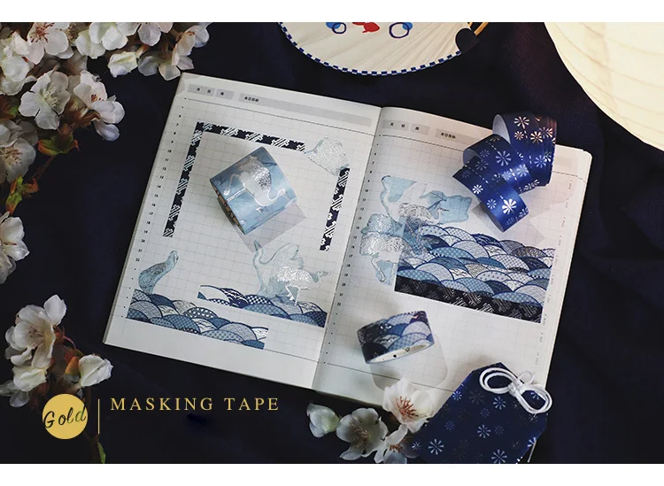 3 шт./компл. в японском стиле Романтический лента Washi волна кран Sakura клейкой ленты декоративные Стикеры для скрапбукинга школьные поддержки