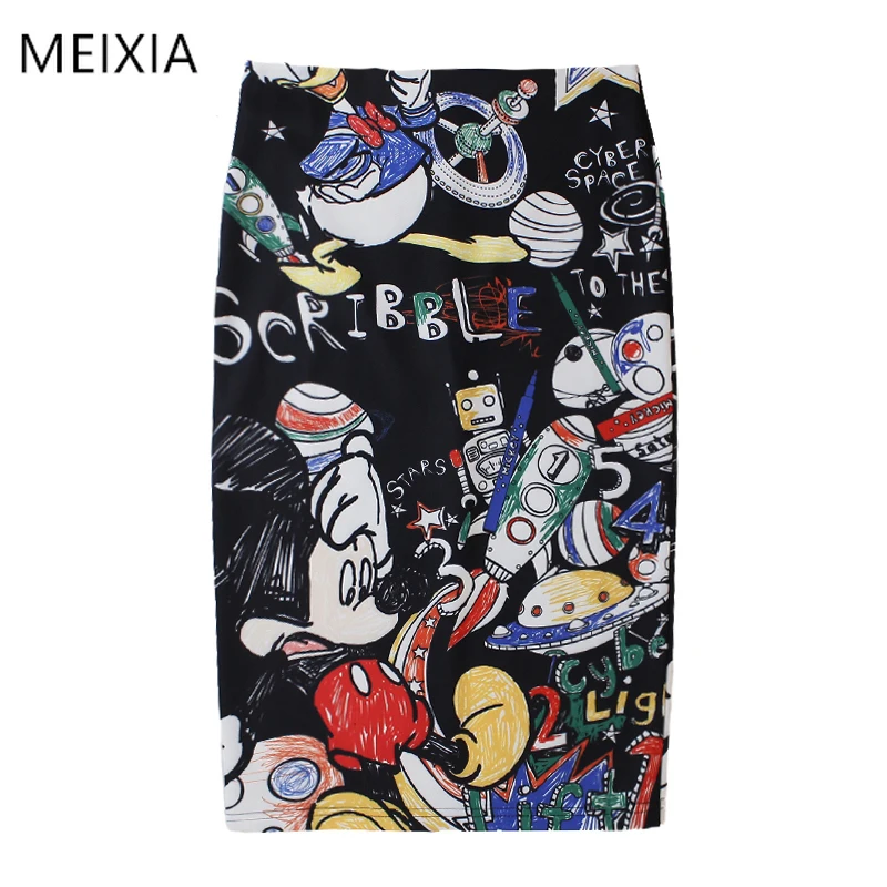 Женская юбка с рисунком MEIXIA новинка 2020 тонкая высокой талией и в виде мультяшной